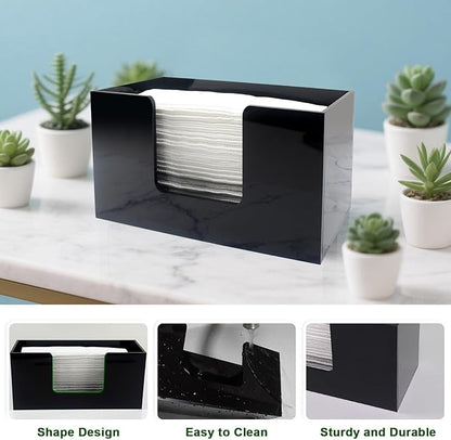 Paper Towel Holder Countertop, Acrylic Bathroom Paper Towel Holder, Black Napkin Holder for Kitchen, Countertop Multifold Z-fold C-fold,Trifold Paper Hand Towel Dispenser for Bathroom Toilet (1)