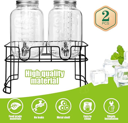 1 Gallon Glass Drink Dispensers For Parties 2PACK.Beverage Dispenser,Glass Drink Dispenser With Stand And Stainless Steel Spigot 100% Leakproof.Lemonade Dispenser With Ice Cylinder.Laundry Detergent - Image 3