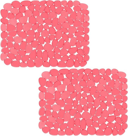 Bligli Pebble Sink Mat for Stainless Steel/Ceramic Sinks, PVC Eco-Friendly Sink Protectors Mats for Bottom of Kitchen Sink, Dish Drying Mat for Dishes and Glassware, 15.7 x 11.8 inch, Red