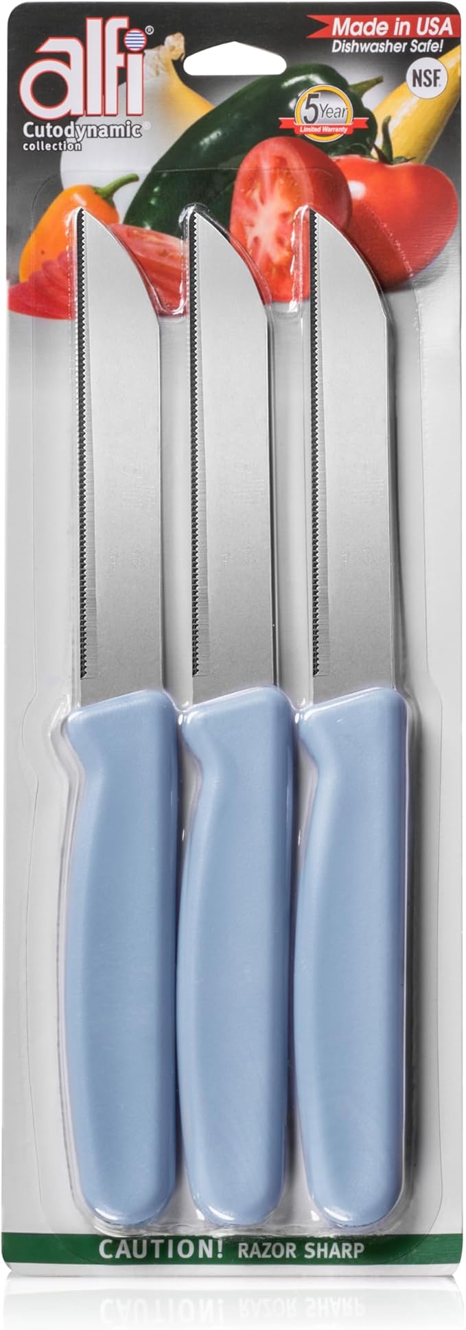 Alfi All-Purpose Knives Aerospace Precision Pointed Tip - Home And Kitchen Supplies - Serrated Steak Knives Set | Made in USA (Myrtille) by ALFI