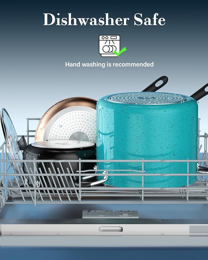 Cook N Home Nonstick Stockpot with Lid 8-Quarts, Professional Cooking Soup Pot, Canning Cookware, Turquoise - Image 7