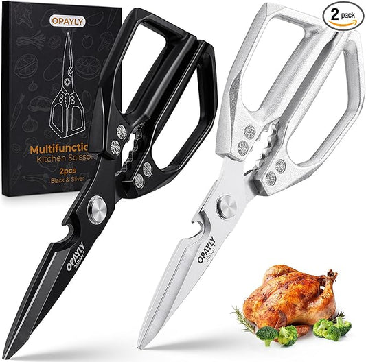 Kitchen Shears 2-Pack Heavy Duty All Purpose Stainless Steel Kitchen Shear Meat Scissors Japanese Cooking Scissor for Food, Sharp Dishwasher Safe Christmas for Men Women With Gifts Box by OPAYLY