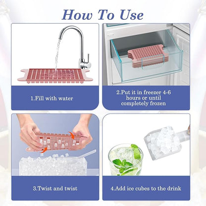 Mini Ice Cube Tray for Freezer: GGUW Nugget Ice Cube Tray with Bin - Crushed Ice Tray Making 4×108 PCS Icecube - Easy Release Iced Maker Trays - Image 5