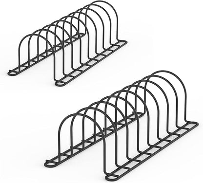 JAQ Pan Organizer Rack for Cabinet, Pot Lid Holder & Baking Sheet Organizer, Plate and Cutting Board Rack for Kitchen Countertop or Cabinet (2 Pack, Black) by JAQ-BuyNow