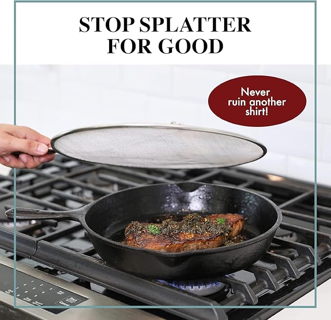 Splatter Screen for Frying Pan - 9.5/11.5/13 Inch Stainless Steel Grease Splatter Guard (Set of 3) - Cover Oil Splash when Sizzling Bacon, Cooking Fried Chicken or Popcorn - Image 8