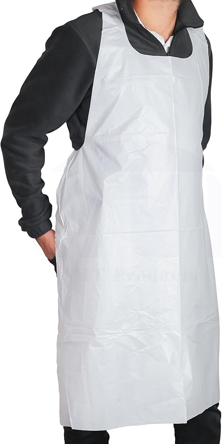 MT Products 2 Mil White Disposable Poly Aprons 46"x28" - Waterproof Plastic Bibs for Cooking, Dishwashing & Art (Bulk) by MTProducts