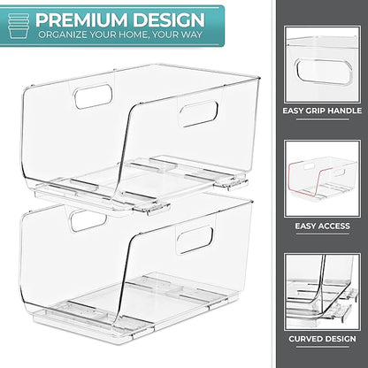 Sorbus Stackable Storage Bins Open Front - Pantry Bins for Storage and Organization for Kitchen - Clear Pantry Organizer Bins (Medium 4 Pack) - Image 6