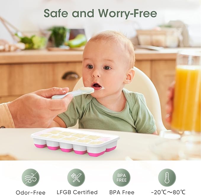 DOQAUS Ice Cube Tray with Lid and Bin - 4 Pack Silicone Ice Cube Trays for Freezer, Stackable Ice Bucket Kits with Storage Container & Scoop for Kitchen, RV, Cocktail, Coffee - Image 2