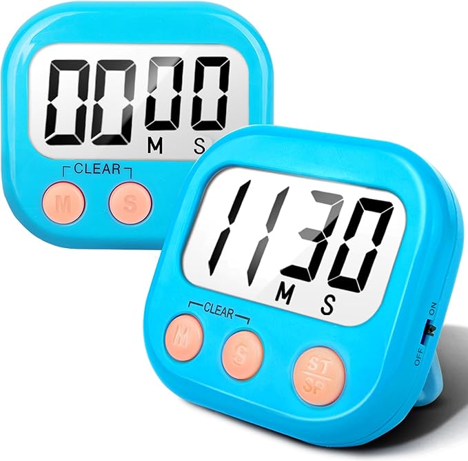 2 Pack Kitchen Timers Loud Ring Digital Timers for Cooking Magnetic Blue by AOUCE