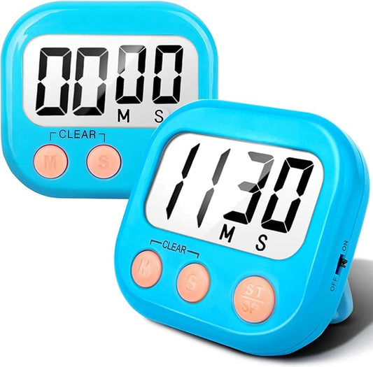 2 Pack Kitchen Timers Loud Ring Digital Timers for Cooking Magnetic Blue by AOUCE