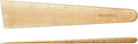 Earlywood 13 inch Handmade Wood Cooking Utensil for Kitchen, Multi-Purpose Scraper and Egg Turner, Cast Iron Scraper and Saute Spatula - Made in USA - Hard Maple