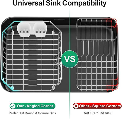 GSlife Small in Sink Dish Drying Rack - Stainless Steel Compact Dish Drainer for RV Kitchen Apartment Sink, Rust Resistant Inside Sink Rack, 1–2 Person Households, 11.6" W x 13.4" L, Silver - Image 5