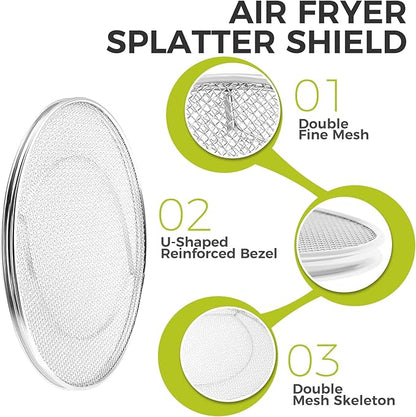 2 Pack Splatter Shield, Stainless Steel Splash Guard, Detachable Reusable Splatter Screen Replacement for Ninja Foodi Smart XL 6-in-1 Indoor Grill FG550 FG551 BG500A DG551