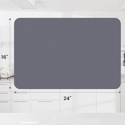 WISELIFE Dish Drying Mat Super Absorbent Drying Mat Large Dish Drying Mats for Kitchen Counter Easy Clean Dish Mat Kitchen Drying Mat16"x 24" Classic Grey - Image 3