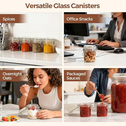 ComSaf 8oz Glass Jars with Airtight Lids (Value Pack of 12), Bulk Cylindrical Jelly Jars for Complete Pantry Organization, 240ml Small Canisters for Sourdough Discard, Spices, Crafts & More - Image 7