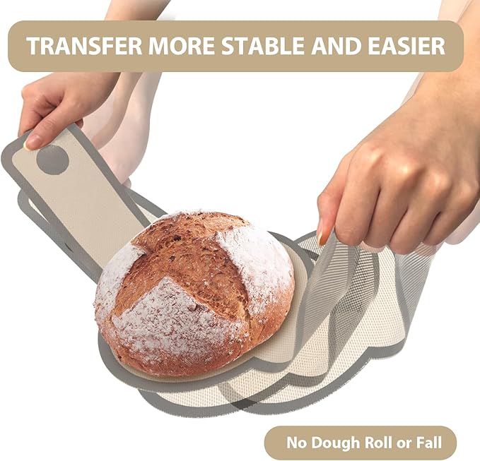 Silicone Bread Sling Oval and Round, 2Pcs Non-Stick Reusable Bread Sling, Sourdough Tools & Dutch Oven Accessories, Gray - Image 4