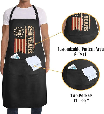 Us 250 Years Of Freedoms Apron With Pocket For Mens