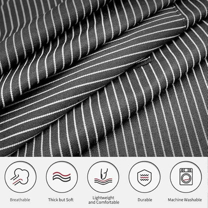 NLUS 2 Pack Kitchen Cooking Aprons, Adjustable Bib Soft Chef Apron with 2 Pockets for Men Women (Black Pinstripes/Pink Pinstripes) - Image 3