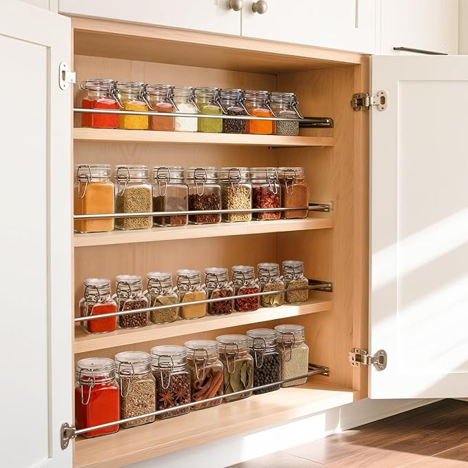ComSaf Set of 6 Square Glass Jars with Airtight Lids (8 Oz), Pantry Canisters for Spices, Jams, & Herbs, Wire Clamp Jar for Overnight Oats, Pickling, Favors, Includes Labels & Funnel - Image 5