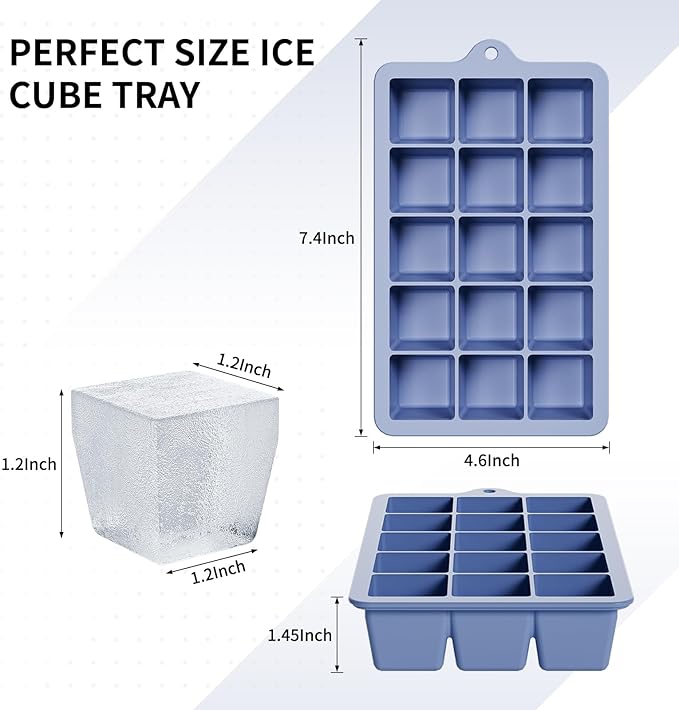 Silicone Ice Cube Tray 3 Pack, HANCELANT Ice Cube Mold, Ice Trays for Freezer with Lid for Whiskey, Baby Food, BPA Free, Easy Release - Image 4