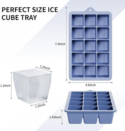 Silicone Ice Cube Tray 3 Pack, HANCELANT Ice Cube Mold, Ice Trays for Freezer with Lid for Whiskey, Baby Food, BPA Free, Easy Release - Image 4