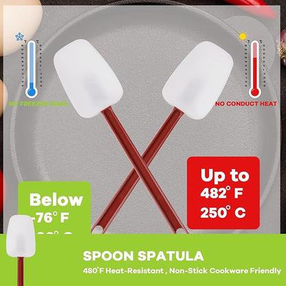 heffiso Silicone Rubber Spatula and Spoon Rubber Spatula Set of 3, High Heat Spatula Spoon, Commercial Spatula for Cooking, Commercial Rubber Spatula (3 Spoonula 16 Inches), White - Image 3