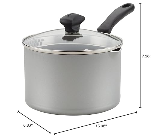 Farberware Cookstart DiamondMax Nonstick Straining Saucepan, Dishwasher Safe, 3 Quart, Silver - Image 7