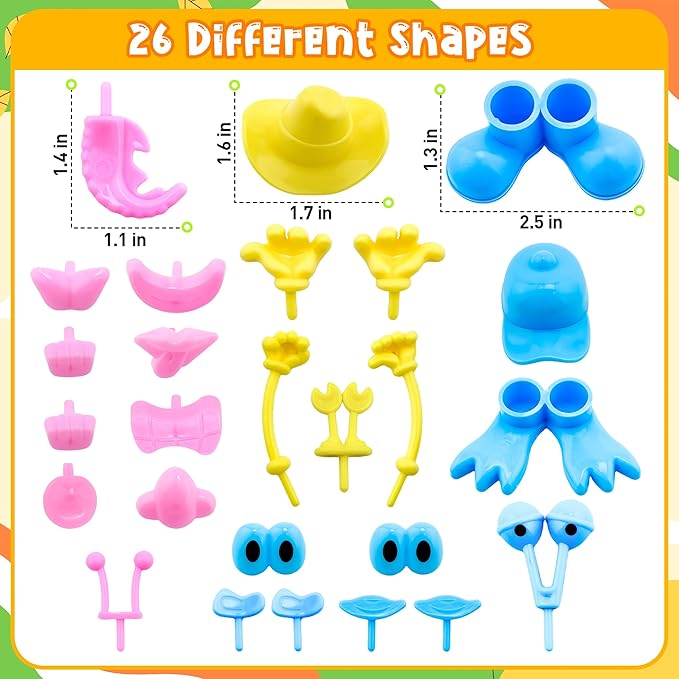 Dough Play Tools for Kids,35pcs Clay Tools Play Accessories with Cutters, Roller, Rolling Pins, Safety Scissors, Plastic Knife, Dough Body Part