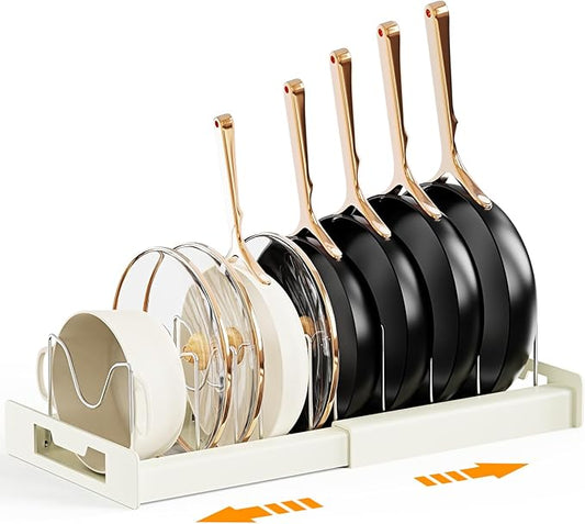 Dayacoco Pots and Pans Organizer Under Cabinet with 10 Adjustable Compartments - Pot Lid Holder, Expandable Pan Organizer for Cabinet, Pot Rack for Kitchen Cabinet, Frying Rack, Lid, Cookware,1 Pcs by Dayacoco