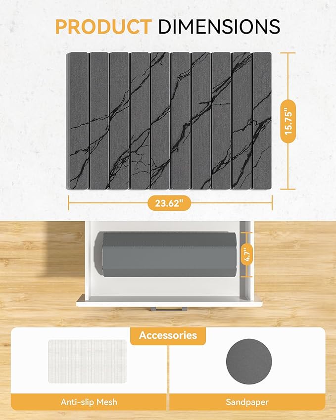 Yofidra Large Stone Dish Drying Mat for Kitchen Counter, Quick Dry Stone Mats with Absorbent Diatomaceous Earth, Foldable Roll Up Drying Organizer Pad for Utensils Plate, 24"×16", Dark Gray Marble - Image 8