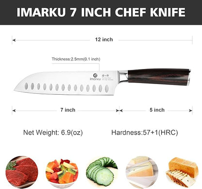 imarku Chef Knife 7 Inch Kitchen Knife Ultra Sharp Santoku Knife - High Carbon Japanese Chefs Knife, Kitchen Gadgets 2025, Apartment Essentials, Birthday Gifts for Him Her, Best Gifts for Women Men - Image 2