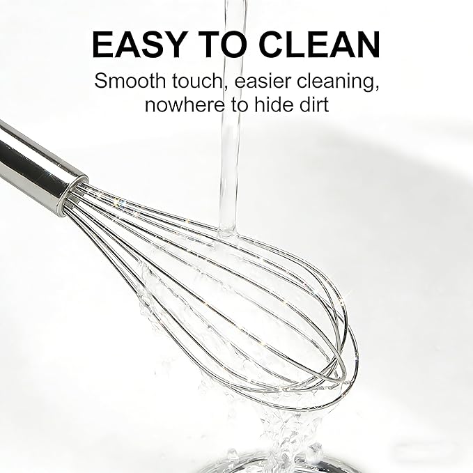 3 Packs Stainless Steel Whisk Set-Whisks for Cooking Non Scratch,Hand Push Rotary Whisk Blender,Balloon Whisk Kitchen Wisk Wire Whisks for Cooking,Whisking, Blending,Beating and Stirring - Image 7