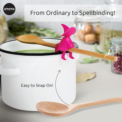 OTOTO Agatha Spoon Holder - Goth Cute Spoon Rest for Stove Top, Gothic, Spooky Cooking Gifts, Witchy Gifts, Cool Kitchen Gadgets, Halloween Gifts (Pink) - Image 5