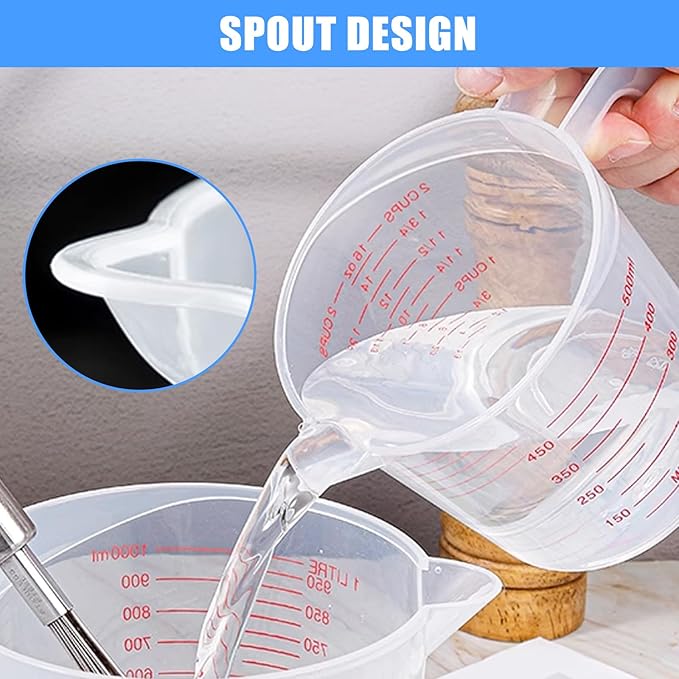 DTDNZKN 2 Pack Measuring Cup Set, Includes 250Ml (1-Cup), and 500Ml (2-Cup) Plastic Liquid Measuring Cups- Baking, Cooking, Mixing & Measuring Cups, Essential Kitchen Tools - Image 5