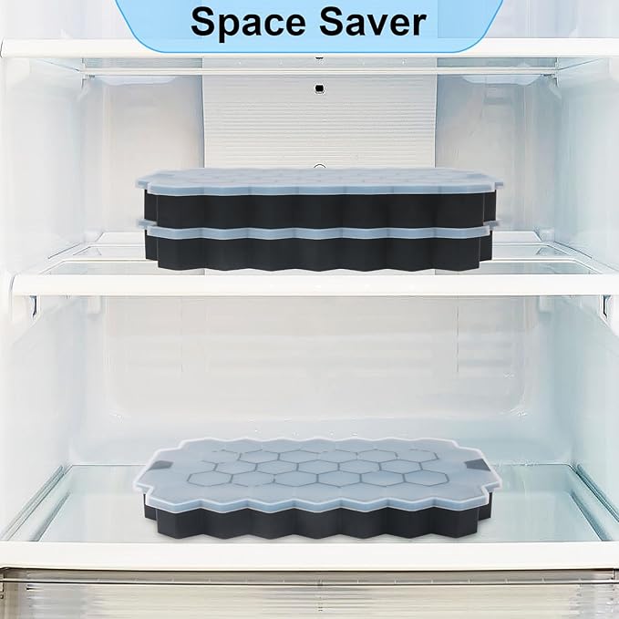 Ice Cube Trays for Freezer with Lid-Silicone Ice Cube Tray with Lid Ice Maker 4 Pack Black,Easy-Release Reusable Ice Cube Coffee Scoop for Coffee Bar Accessories - Image 7