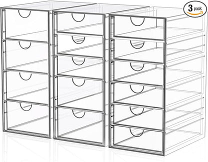 Acrylic 3 Pack Desk Organizers and Accessories, Makeup Organizer Storage With 15 Drawers, Desk Organizers, Dustproof Drawer Organizer and Storage for Make Up, Jewelry, DIY Pen by YFXCVSL