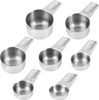 Measuring Cups Set, Stainless Steel Measuring Cup Set 7, 18/8 Stainless Steel Measuring Cups for Kitchen, Metal Meausing Cups for Baking, Dry Nesting Measuring Tools-3/4, 2/3 Measure Cup