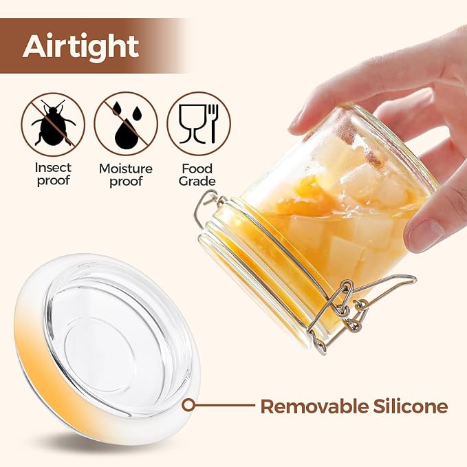 ComSaf 8oz Glass Jars with Airtight Lids (Value Pack of 12), Bulk Cylindrical Jelly Jars for Complete Pantry Organization, 240ml Small Canisters for Sourdough Discard, Spices, Crafts & More - Image 4