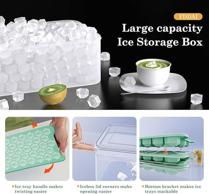 Mini Ice Cube Tray for Freezer: Small Plastic Ice Cubes Trays for Freezer with Box - Easy Release Stackable Mini Ice Cube Maker - Nugget Ice Trays for Freezer with Ice Container - Image 3