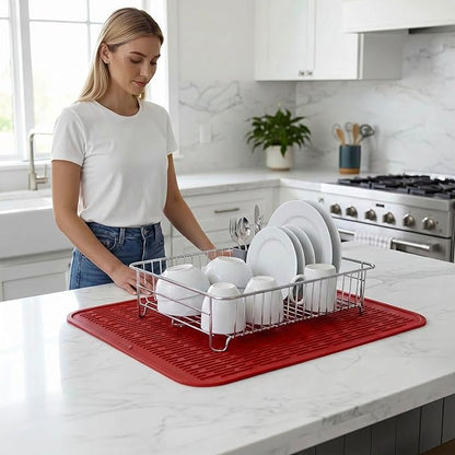 MicoYang Silicone Dish Drying Mat for Multiple Usage,Easy clean,Eco-friendly,Heat-resistant Silicone Mat for Kitchen Counter or Sink,Refrigerator or Drawer Liner Red 2XL 24 inches x 18 inches - Image 6
