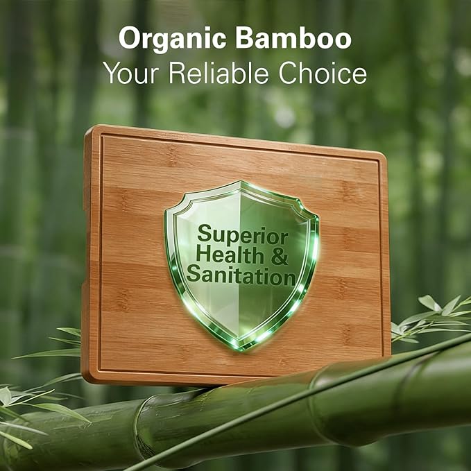 Zarler Bamboo Cutting Boards for Kitchen, 15.5x10.5 Durable Wood Cutting Board with Juice Grooves and Handles, Wooden Chopping Board for Meal Prep, 500℉ Carbonized Bamboo, XL Size, Ideal Kitchen Gift - Image 3