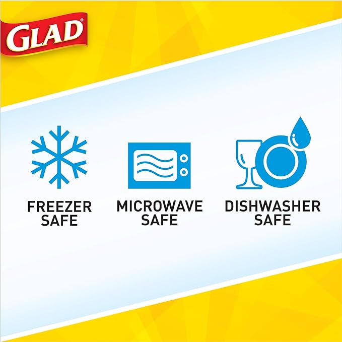 Glad Gladware Freezerware Food Storage Containers, Large Rectangle Holds 64 Ounces of Food, 2 Count Set | Tupperware, Plastic Food Container, Meal Prep Container, Plastic Containers with Lids