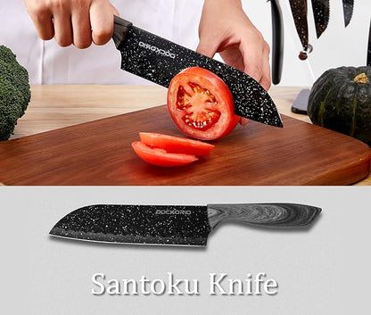 all in one Kitchen Knife Set with Block, 19 PCS High Carbon Stainless Steel Sharp Serrated Steak Knives Set, Chef Knives, Bread Knife, Scissor, Sharpener, - Image 6