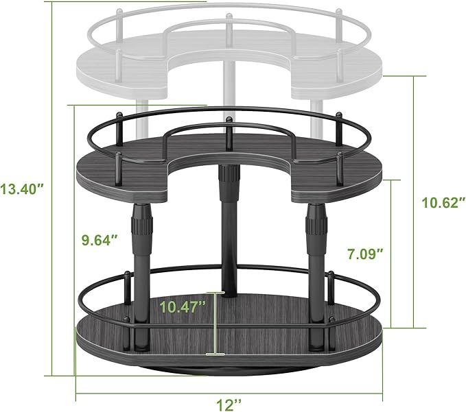 Across-Star Lazy-Susan-Spice-Rack -Organizer For Cabinet With Adjustable Height, 12 inch Rotating Seasoning Holder Spice Organization For Pantry, 2-Tier Kitchen Counter Shelf Countertop Organizer - Image 5