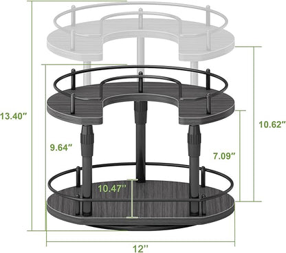 Across-Star Lazy-Susan-Spice-Rack -Organizer For Cabinet With Adjustable Height, 12 inch Rotating Seasoning Holder Spice Organization For Pantry, 2-Tier Kitchen Counter Shelf Countertop Organizer - Image 5