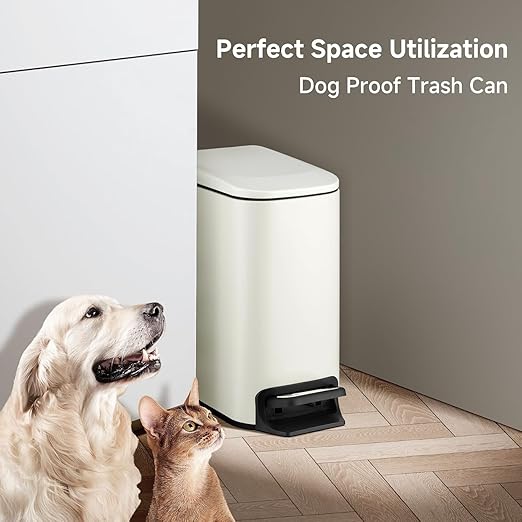 TIPGO Slim Bathroom Trash Can with Lid Soft Close, 6 Liter / 1.6 Gallon Stainless Steel Garbage with Removable Inner Bucket, Small Trash Bins for Bedroom, Office (Cream) - Image 6