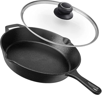 11 Inch Pan Lid Tempered Glass Pot Lid Replacement Glass Cover for 11" Cast Iron Skillets, Frying Pans, Pots and Wok, Heat Resistant Handle
