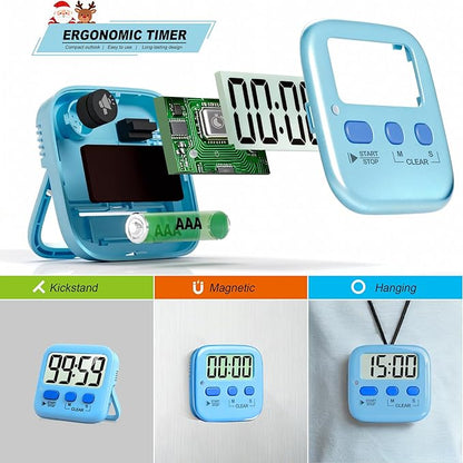 Antonki 2 Pack Digital Timer for Kids, Magnetic Countdown Kitchen Timers for Cooking, Egg, Classroom, Teacher, Exercise, Study, Oven - Battery Included - Image 5