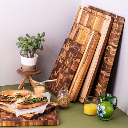 Teakhaus Cutting Board - Small (S) Wood Cutting Board with Juice Groove (14”L x 10”W) Holiday Gift Ideas for Men and Women - Gift-Ready, Thin, Lightweight, Reversible, Knife Friendly - FSC Certified - Image 2