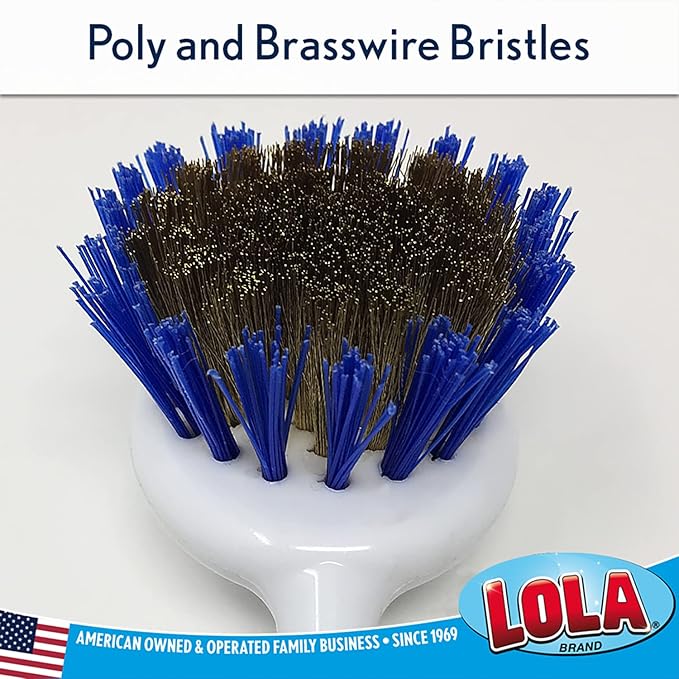 LOLA Pro Pot N' Pan Brush, 6 Pack, Abrasive Cleaning, Poly & Brass Wire Bristles, Comfort Rubber Grip, Use for Caked-On & Baked-On Messes - Image 2